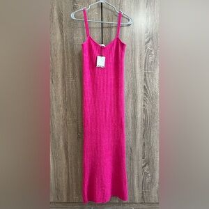 ZARA Hot Pink Wool-Blend Long Slip Bodycon Dress M